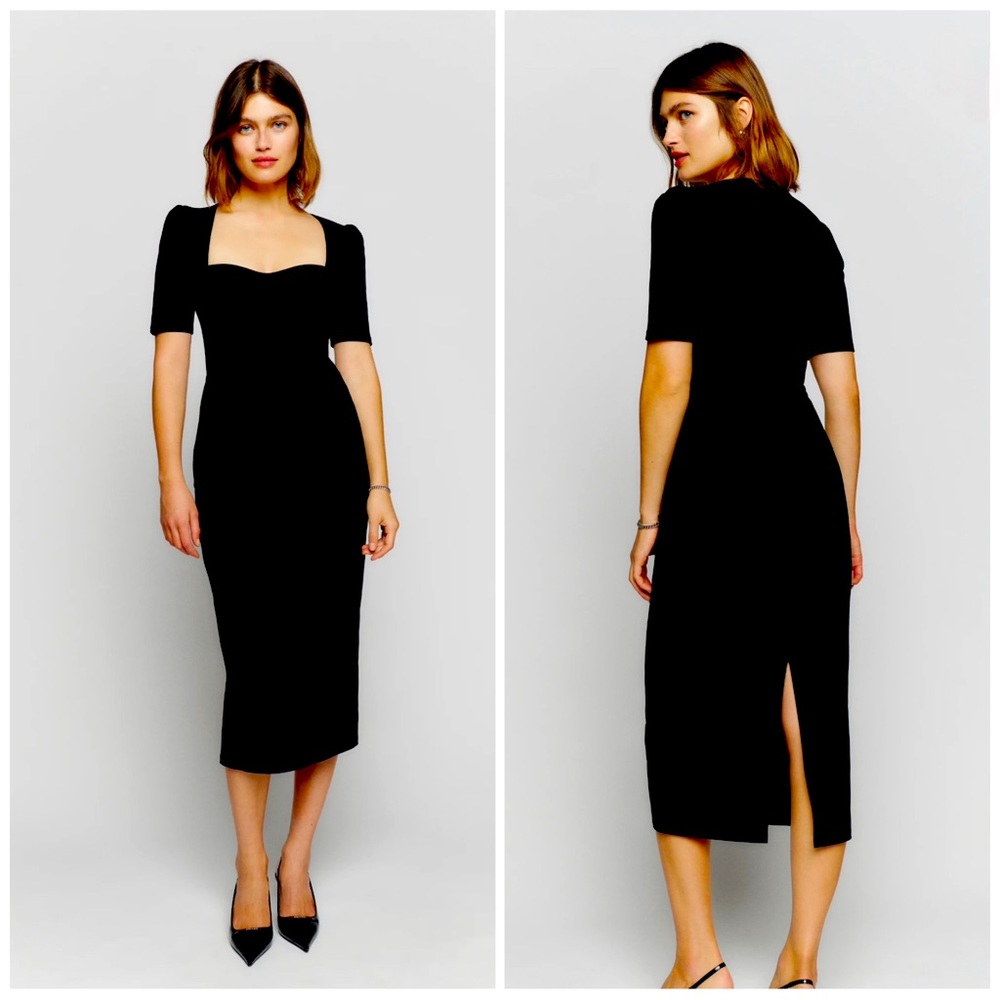 Reformation Clayten Black Midi Dress XS NWT